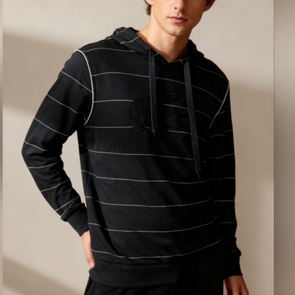 Lacoste Black Hoodie Size 3 Men’s Casual Sweatshirt 100% Cotton